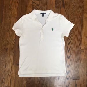 Ralph Lauren White Polo w Green Logo. Large